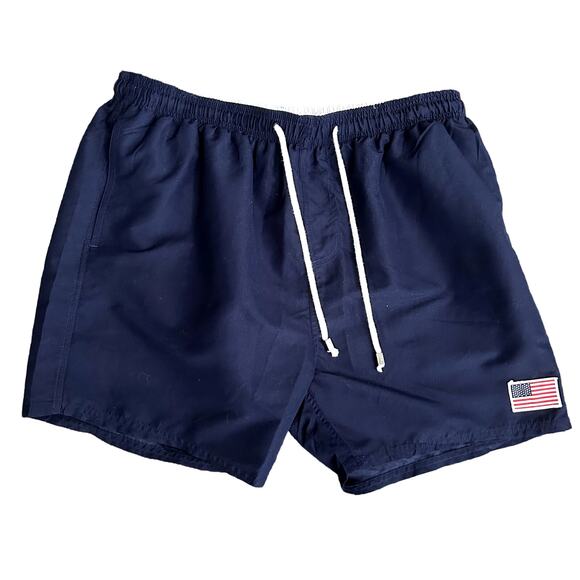 Exist USA Flag Swim Trunks XL Navy 5" Inseam Beach America Patriotic Blue Casual - Picture 7 of 10